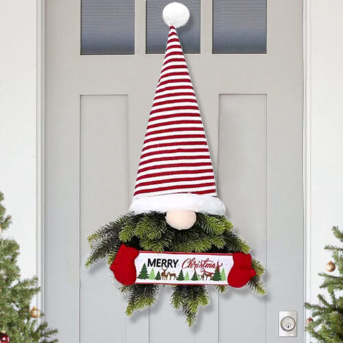 Christmas Wreath For Front Door Faceless Gnome Hanging Ornament Xmas Decorations