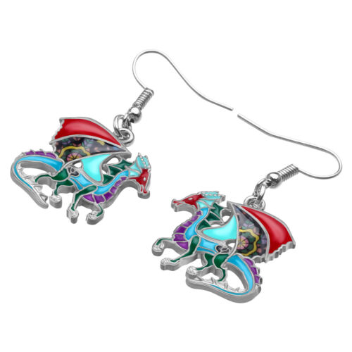 Enamel Alloy Funny Dragon Earrings Dinosaur Dangle Jewelry Gift for Women Charms