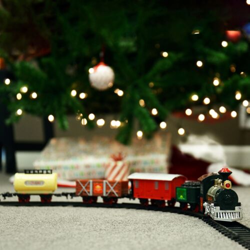 Electric Christmas Train Tracks Set Lights Sound Kids Toy Gift Tree Decor