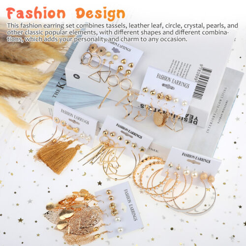 72 PCS Fashion Tassel Earrings Jewelry Set Ear Hoop Stud Drop