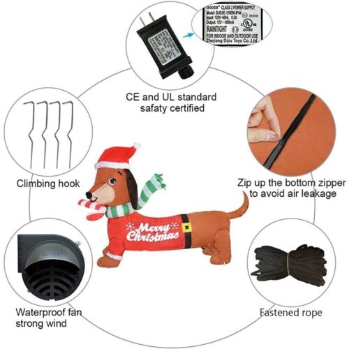 Yard decor Outdoor Christmas Inflatable Dog Blow Up 5FT With LED Lights