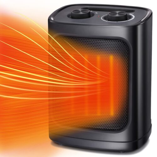 Portable Electric Ceramic Space Heater Fan Adjustable Thermostat 1500W