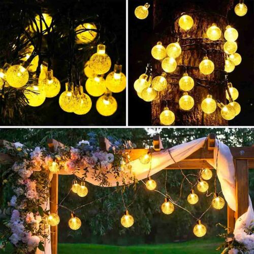 Solar 50 LED String Light Crystal Ball Garden Yard Decor Lamp Outdoor Waterproof