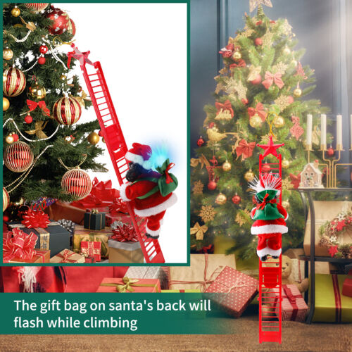 Animated Musical Santa Claus Electric Climbing Ladder Christmas Decor Kids Doll