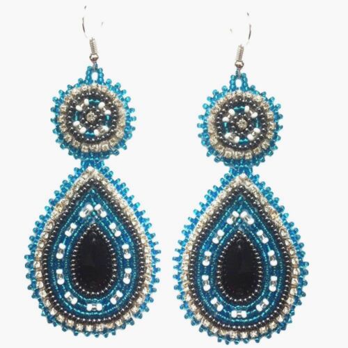 Native Style Beaded Teardrop Seed Bead Earrings Fashion Jewelry Ethnic Design