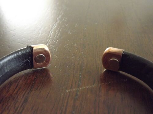 Solid Copper Leather Wrapped Magnetic Bracelet Men Women Energy Jewelry
