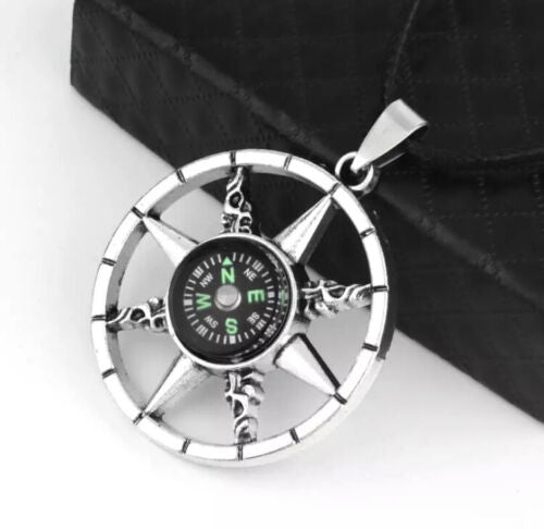 Fashion Jewelry Silver Compass Pendant Necklace