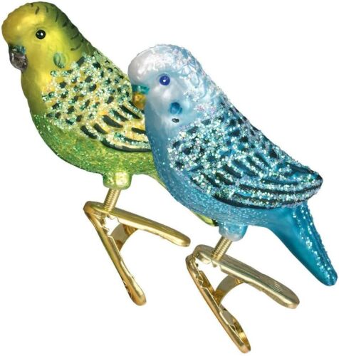 Christmas Miniature Parakeet Glass Blown Ornament, Assorted (2 Pack)