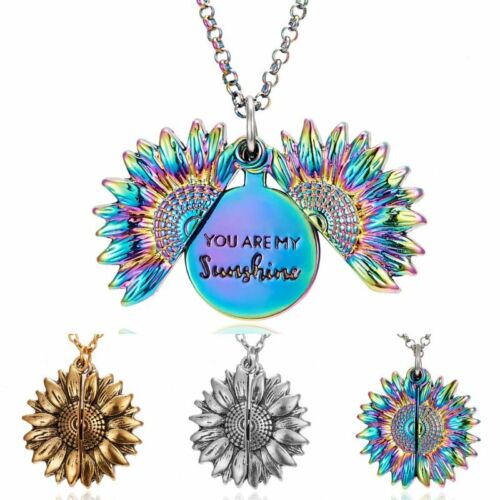You Are My Sunshine Boho Sunflower Pendant Locket Woman Necklace Jewelry US