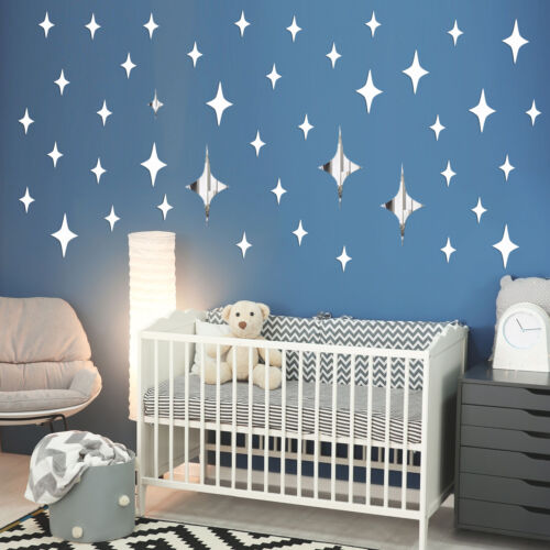 43PCS Removable Wall Stickers 3D Mirror Star Art