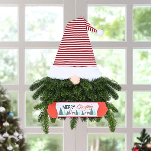 Christmas Wreath For Front Door Faceless Gnome Hanging Ornament Xmas Decorations