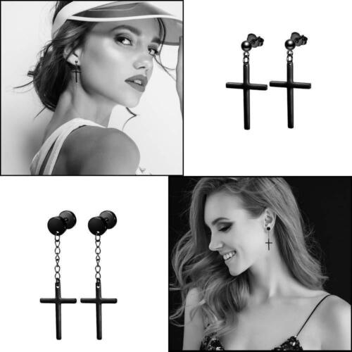 15 Pairs Earrings Men Women Stainless Steel Cross Stud Hoop Set