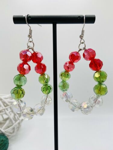 Crystal Beads Hook Party Christmas Holidays Earrings Fashion Jewelry