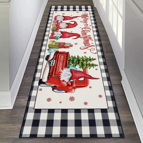 Christmas Runner Rug 2x6, Non-Slip and Washable Winter Holiday Floor Runner Area