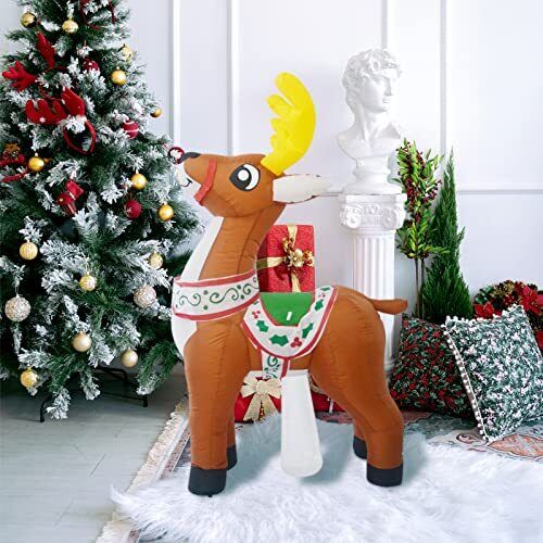 5.5 FT Height Christmas Inflatables Outdoor Reindeer Blow Up Yard Decor