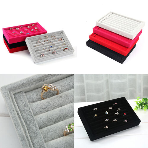 1-2 Pc Velvet Jewelry Ring Display Organizer Tray Holder