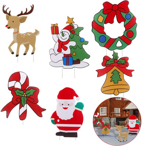 6 Pack Merry Christmas Yard Signs Outdoor Lawn Sign Decorations with Stakes