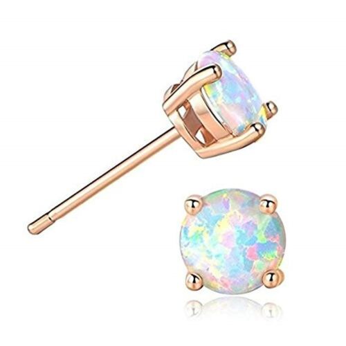 925 Sterling Silver CZ Stud Earrings Cubic Zirconia Opal Women 4PC Set