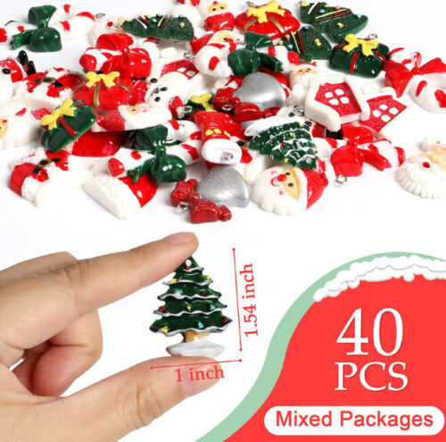 40 Pcs Mini Christmas Tree Ornaments Hanging Decorations Miniature Small Xmas