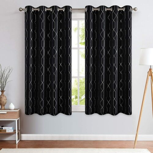 2 Panels 100% Blackout Crystal Foil Thermal Insulated Curtains Window Curtains