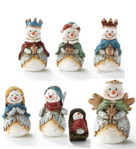 7-Piece Showman Nativity Holiday Shelf Sitters Christmas Table Decor