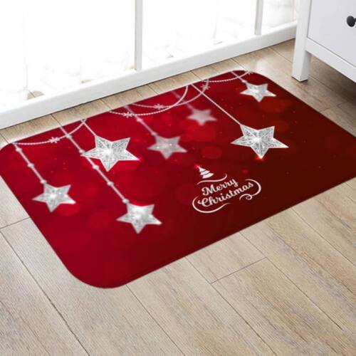 Christmas Flannel Carpet Non-slip Kitchen Room Floor Door Mat Rug Xmas Decor US