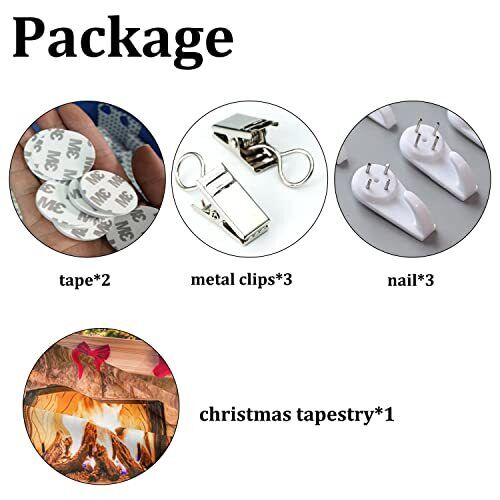 Merry Christmas TapestryWall TapestryFireplace Christmas Tree with Christmas