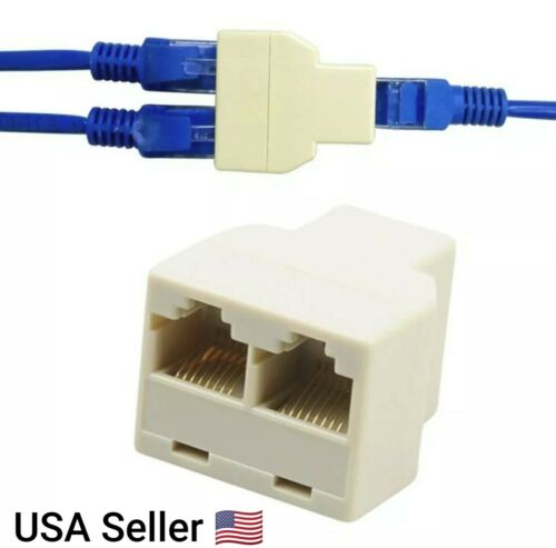 1PC 1 To 2 Ways LAN Ethernet Cord Network Cable RJ45 Female Splitter Adapter