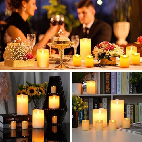 3 Pack Candles Luminara Flameless LED Timer Remote WAX Pillar Ivory Moving Wick