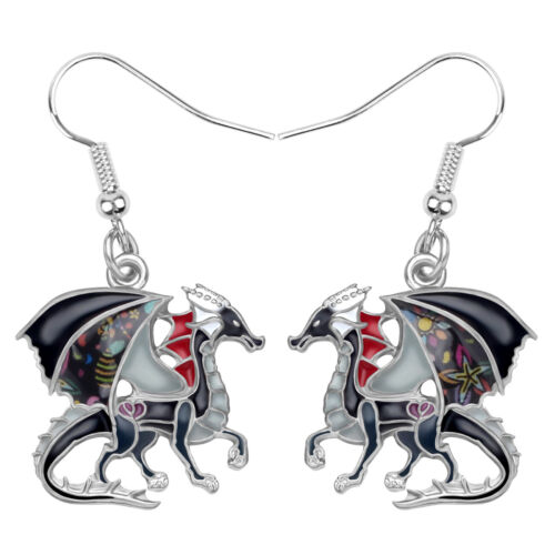 Enamel Alloy Funny Dragon Earrings Dinosaur Dangle Jewelry Gift for Women Charms