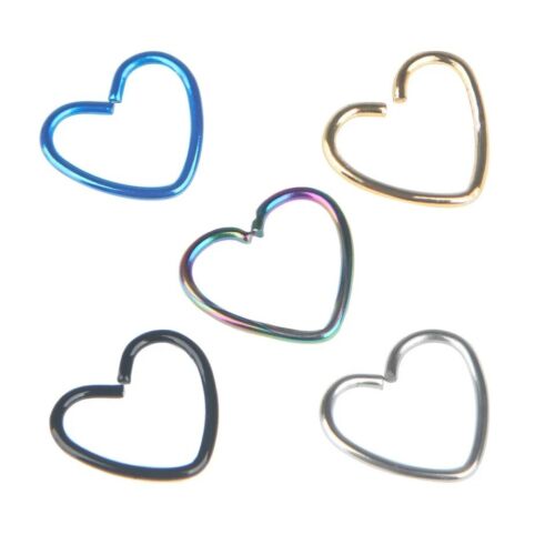 2pcs Surgical Steel Daith Heart Ear Nose Ring Cartilage Piercings Hoop