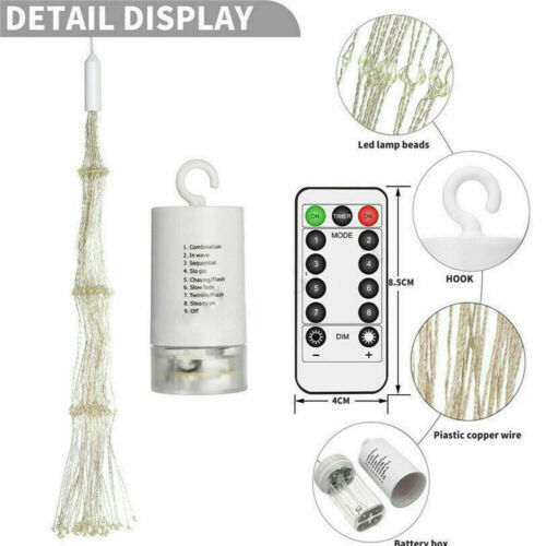 150 LED Hanging Firework LED Fairy String Light 8 Modes Remote Christmas Party