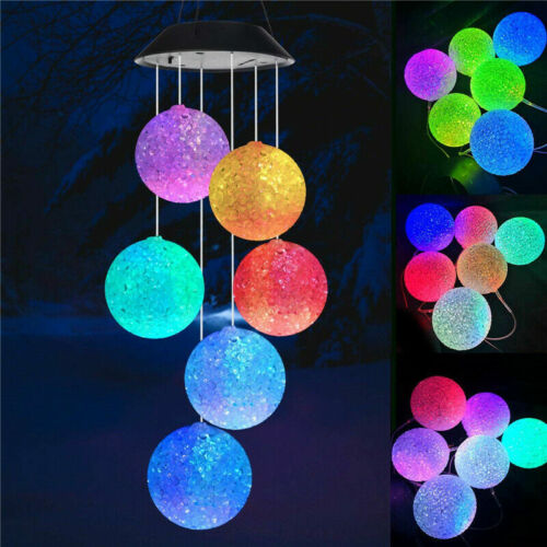 LED Solar Wind Chime Light Color Changing Hanging Lamp Waterproof Garden Decor