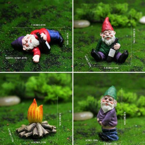 4PCS Fairy Garden Gnomes Accessories My Little Friend Drunk Gnome Dwarfs Gift