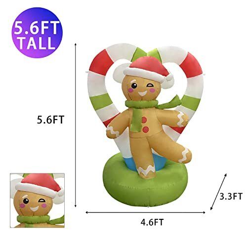 Christmas Inflatable Gingerbread Man with LED Light Christmas Outdoor Yard Decor