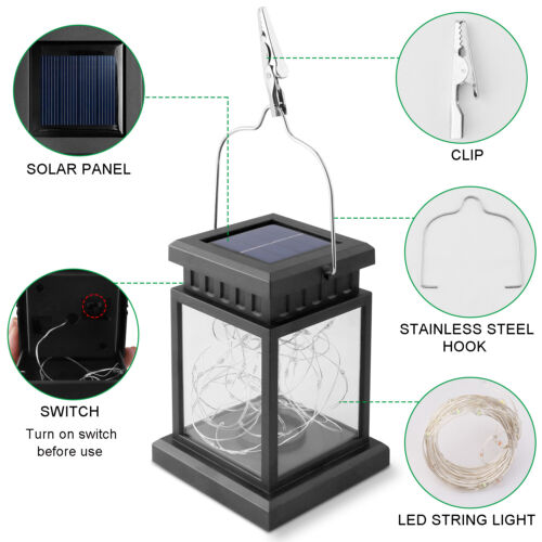 Solar Lantern Hanging LED Light Yard Outdoor Garden Lamp Xmas Party Decor USA