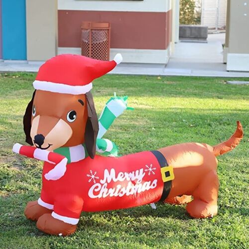 Yard decor Outdoor Christmas Inflatable Dog Blow Up 5FT With LED Lights
