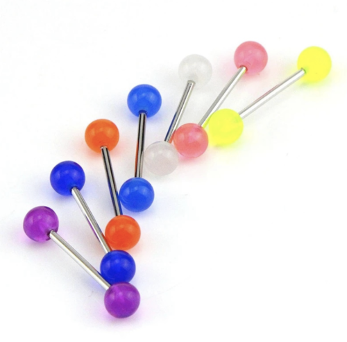7pc Set Glow In The Dark Luminous Barbell Tongue Rings