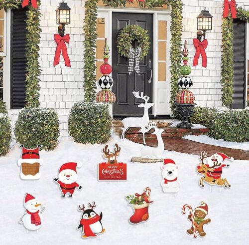 Christmas Yard Signs 9 Pcs Outdoor Decorations Xmas Ornaments Decor Stakes Lawn