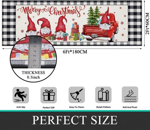 Christmas Runner Rug 2x6, Non-Slip and Washable Winter Holiday Floor Runner Area