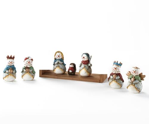 7-Piece Showman Nativity Holiday Shelf Sitters Christmas Table Decor