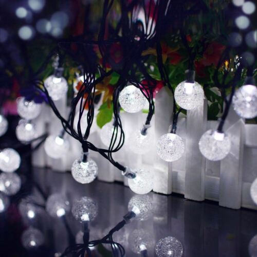 20ft 30 LED Solar String Ball Lights Outdoor Waterproof Warm White Garden Decor