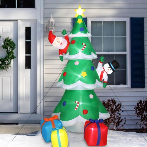 8FT Tall Christmas Inflatables Tree Decorations Outdoor Blow up Yard Party Decor