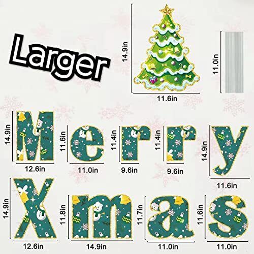 Christmas Light Outdoor Decorations - 11Pcs Merry Xmas Yard Signs with Stakes