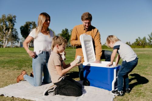 38 qt. Ice Chest Cooler with Wheels, Blue