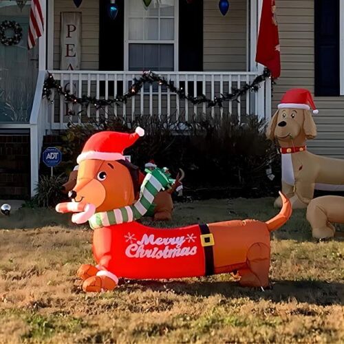 Yard decor Outdoor Christmas Inflatable Dog Blow Up 5FT With LED Lights