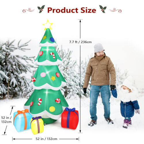 7.7ft Tall Lighted Inflatable Christmas Tree Outdoor Decor with 3 Gift Boxes