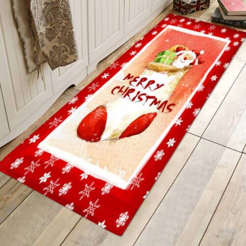 Christmas Flannel Carpet Non-slip Kitchen Room Floor Door Mat Rug Xmas Decor US