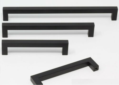 Black Kitchen Square Cabinet Handles Drawer Pull Knobs Stainless Steel