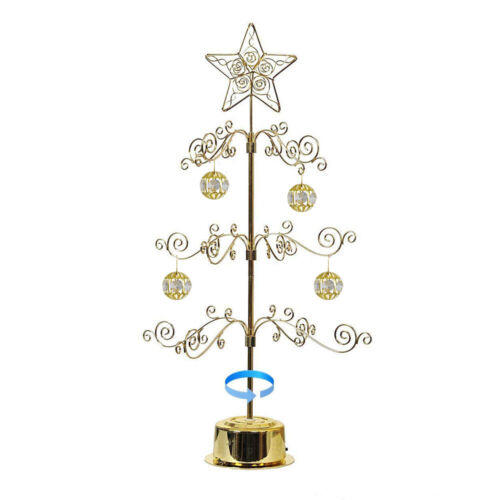 Metal Ornament Display Tree Stand Rotating Christmas Tree 24" Gold